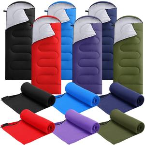 Hahafelt 6 Pack Sleeping Bags with Fleece Liners for Adults Bulk, Lightweight Waterproof Camping Sleeping Bags Set for Summer Camp, Church Trip, Emergency Relief, Outdoor Hiking Backpacking
