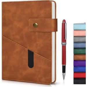 Brown A5 Lined Leather Journal Notebook for Men Women,5.9" X 8.4" Personalized Hardcover Journal with Pen,200 Pages 100 Gsm Thick Ruled Paper Daily Diary for Travel,Business,Work,Writing Brown A5 Lined Leather Journal Notebook for Men Women,5.9" X 8.4" Personalized Hardcover Journal with Pen,200 Pages 100 Gsm Thick Ruled Paper Daily Diary for Travel,Business,Work,Writing