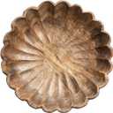 Boho Carved Wood Bowl with Scalloped Edge, Natural