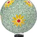 VCUTEKA Gazing Ball, 8" Glass Gazing Balls Sphere for Garden Lawn Outdoor Ornament Yard Decorative, Daisy (Green)