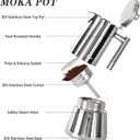 LAOION Stovetop Espresso Maker, 12Cup 17.5 oz Moka Pot, Stainless Steel Cuban and Italian Coffee Maker for Cafetera Cubana, Greca De Cafe Induction Stovetop Compatible, Coffee Gift for Home Travel