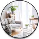 Itrue 36 Inch Black Round Mirror for Bathroom, HD Glass Circle Wall Mirror with Brushed Metal Anti-Rust Frame, Modern Decorative Mirror for Living Room, Bedroom, Entryway, Easy Install