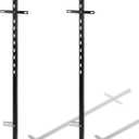 2 Pcs 46 Inch T-Bar Yard Sign Stakes, Heavy Duty Metal Sign Holder, Black Powder Coated Steel Yard Sign Posts for Outdoor Lawn Yard, Rust Proof Adjustable Sign Stand