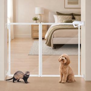 30" H Clear Dog Gate for Doorway,Adjustable 27"- 42" Width Acrylic Pet Gate