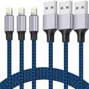TAKAGI for iPhone Charger, [MFi Certified] Lightning Cable 3PACK 3FT Nylon Braided USB Charging Cable High Speed Transfer Cord Compatible with iPhone 14/13/12/11 Pro Max/XS MAX/XR/XS/X/8/iPad(Blue)