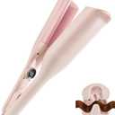 Curling Iron Hair Crimper Waver,1.25 inch Hair Waver for Women,Crimper Hair Tool,Ionic Beach Waver Hair Crimper with Ceramic 3 Barrel,Pink