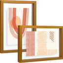 Frametory, 5x7 Floating Picture Frame - Metal Photo Frame - Real Glass - for Wall Mount or Tabletop Display (Bronze, 2 Pack)