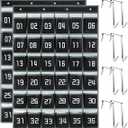 Panelee 2 Pcs 36 Numbered Pocket Chart Cell Phone Pocket Holder for Classroom Sundries Closet Hanging Organizer Wall Door Holder for Calculator Storage Office Supplies (Black and White)