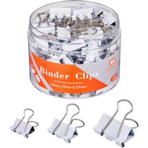 NEEWAY Binder Clips Assorted Sizes, White Binder Clips Set for Office and Home Use - Pack of 100