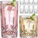 Qipecedm Drinking Glasses, 8 Piece Crystal Glass Cups, Mixed Glassware Set, 4 pcs Crystal Old Fashioned 11oz Highballs and 4 pcs 11oz Whiskey Glasses, Great for Cocktail, Whisky and other Beverages (Clear)