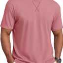 TACVASEN Men's Cotton T-Shirts Short Sleeve Crew Neck Soft Comfort Basic (Pink, S)