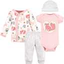 Hudson Baby Unisex Baby Preemie Layette Set 4-Piece (Pink Fox)