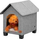 Indoor Small Dog House with Warm Plush Mat and Elevated Feet,Soft Puppy House Dog Bed for Small Dog and Cat,Max Pets Size 15.7 X 11.4 Inches, Grey