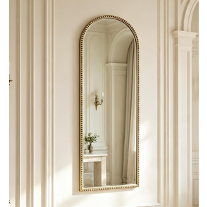 Arched Full Length Mirror,16x47" Gold Dressing Floor Long Full Body Mirror
Arch Brass Vintage Beads Vanity Standing Mirror for Washroom, Living Room, Entryway, Bathroom, Fireplace