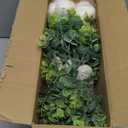 Dahey Centerpiece Table Decorations for Dining Room Farmhouse Living Room Wood Tray with 3 Artificial Flowers and 2 Eucalyptus for Kitchen Table, 14.1" x 4.7" x 3.1", White