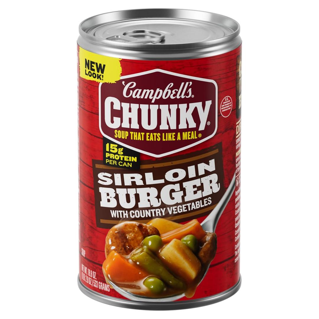 Campbell’s Chunky Soup, Sirloin Burger With Country Vegetables Beef Soup, 18.8 oz Can (EXP 08/14/27)