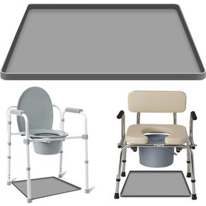 Bedside Commodes Mat Portable Bedside Toilet Mat with Raised Edge, Under Commode Chair Mat Non-Slip Recycle Commode Toilet Pad Waterproof Floor Protector, Silicone Mat for Porta Potty, 23.6"X19.7"