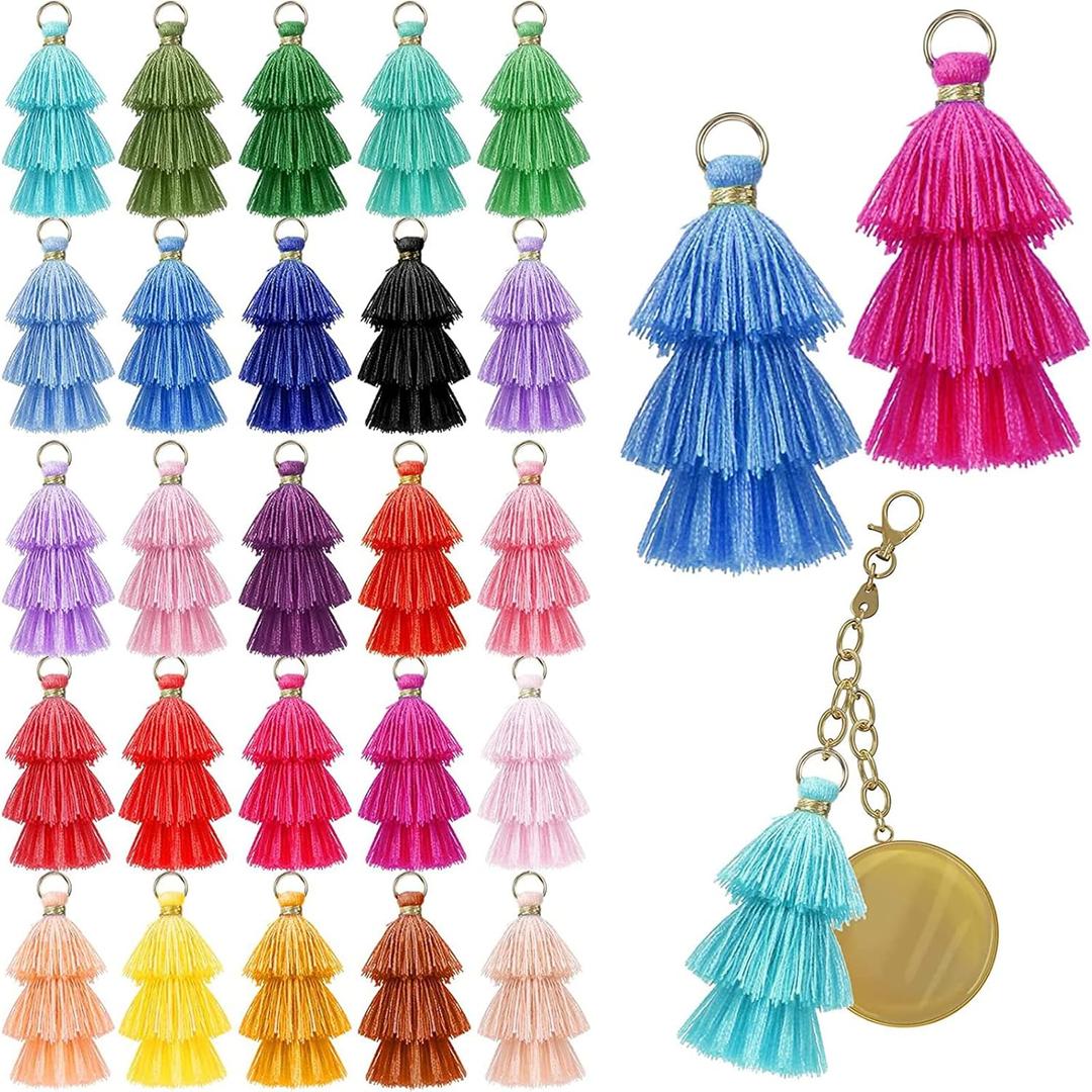 100 Pieces Mini Tassels for Craft Jewelry Making - Colorful DIY Keychain Summer Tassels with Jump Ring for Earring Bag Charm Pendant Bookmark