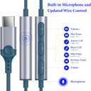 APETOO USB C Headphones for iPhone 17 Pro Max 16 15 Plus iPad Air USB-C Wired Earbuds with Mic Volume Control HiFi Stereo Type C Earphones for Galaxy S25/S24/S23/S22 Ultra Pixel 10 9 8 7 6a, Blue