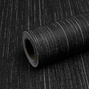 2 x Black Grasscloth Peel and Stick Wallpaper - 15.7"x120" Vintage Texture Removable Waterproof Wall Paper for Room Walls, Cabinets, Furniture, Drawers, Desk