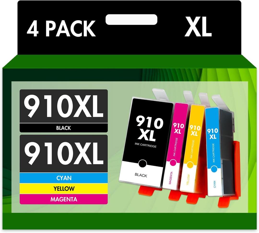 910XL 910 Ink Cartridges Combo Pack: Replacement for HP 8020 910 XL 910XL Black and Color 910XL/910 Multipack for OfficeJet Pro 8020 Series 8010 8015 8018 8022 8025 8028 8030 8035 Printer (910XL Black Cyan Magenta Yellow)