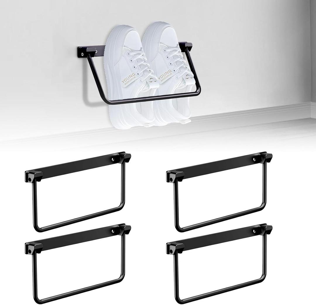 Foldable RV Wall Mounted Shoe Rack Storage and Organization,Aluminum Camper Shoe Holder Storage Hanging Shelf Essentials for Home Travel Organization, Door Shoe Hangers(4 pcs)