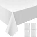 25 Pack White Paper Tablecloths for Rectangle Tables 55 x 110 Inch 3 Ply Table Cloths with Plastic Backing Disposable Paper & Plastic Table Cloth for Wedding Birthday Party