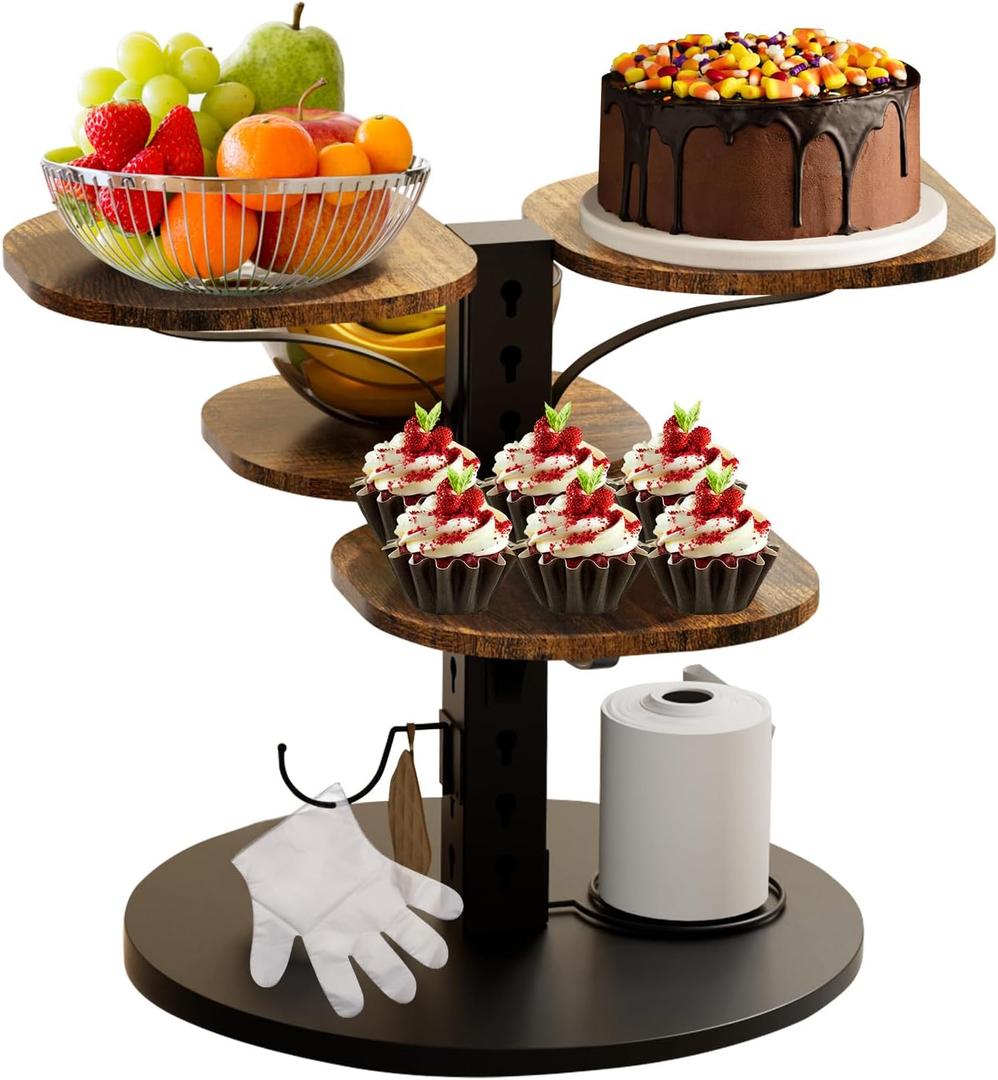 Cupcake Stand, 4 Tier Cupcake Tower Stand for 50 Cupcakes with Tiered Tray, 360 Rotatable Wooden Dessert Table Display Stands for Party Weddings Birthday Baby Shower