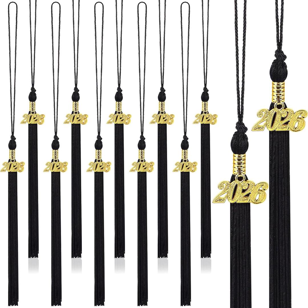 2026 Graduation Tassels, 10Pcs Graduation Cap Tassels 2026 Grad Graduation Tassels for 2026 Graduation Ceremonies Accessories (Black)