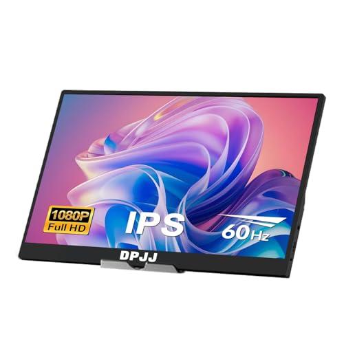 DPJJ Portable Monitor 15.6-inch 1080P USB-C HDMI Ultra Slim Travel Monitor with Kickstand for Laptop, PC, Mac Phone, PS, Xbox, Swich Gaming Monitor IPS Slim Zero Bezel