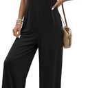 Ekouaer Women Jumpsuits Casual Boho Overalls Sleeveless Spaghetti Strap Long Pants Romper with Pockets (Blue)