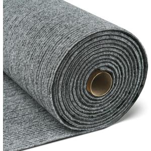 FunStick 24"x160" Large Carpet Squares Carpet Tiles with Padding Attached for Bedroom Living Room Dark Grey Non Slip Indoor Outdoor Carpet Tiles Roll Peel and Stick Floor Tile for Kitchen Rugs Stairs (Gray)
