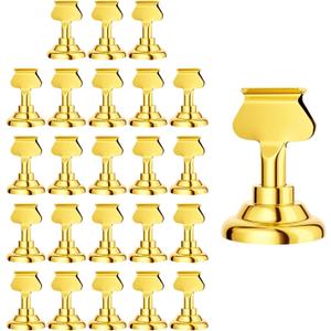 Urban Deco 24 Pieces Table Card Holder Place Card Holders 1.7 inches Gold Steel Card Holders for Photos, Food Signs, Memo Notes, Weddings, Restaurants, Birthday(Gold 24PK)