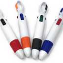20 Bulk Multi-Colored Ink Shuttle Pen with Carabiner Clip Assortment - Black, Blue, Red and Green Ink