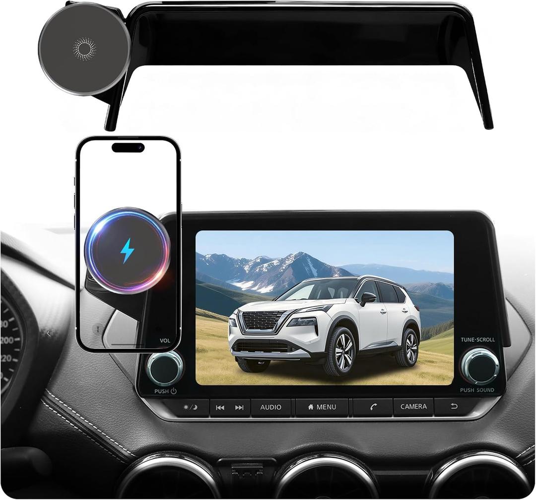 Phone Mount for Nissan Rogue (2021-2024 2025,8" Screen) / Altima (2019-25) / Sentra (2020-25),15W Wireless Charger,Magnetic Phone Holder,360Magsafe Car Mount,2022 Nissan Rogue Accessories,Car Gifts