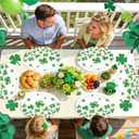 50Pcs Green Shamrock Oval Paper Plates 10"x12" Large Disposable Heavy Duty Green Lucky Clover Platters Lucky Shamrock Clover Dessert Plates for Spring Garden Irish Holiday Birthday Party Supplies