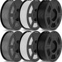 JAYO PETG Filament 1.75mm Bundle 6.6KG, Strong Toughness PETG 3D Printer Filament, Fits for Most FDM 3D Printers (Black, Black, White, White, Gray, Gray)