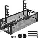 Under Desk Cable Management Tray, Cable Raceway Organizer, Cable Management Box, Cord Organizer, Under Desk Storage for Office Home - No Drill (1 Pack-Black)