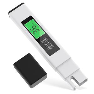 TDS Water Tester, 4 in 1 TDS Meter Digital Water Tester, Accurate and Reliable Digital TDS EC & Temp(C,F) Meter, 0-9990PPM Water Quality Tester for Drinking Water RO/DI System Aquarium White 6.1In