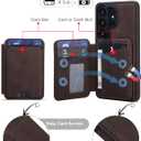 Magnetic Detachable Wallet Case for Samsung Galaxy S26 Ultra with Kickstand,2-in-1 MagSafe Compatible RFID Blocking Card Holder,Slim PU Leather Cover Vintage Brown