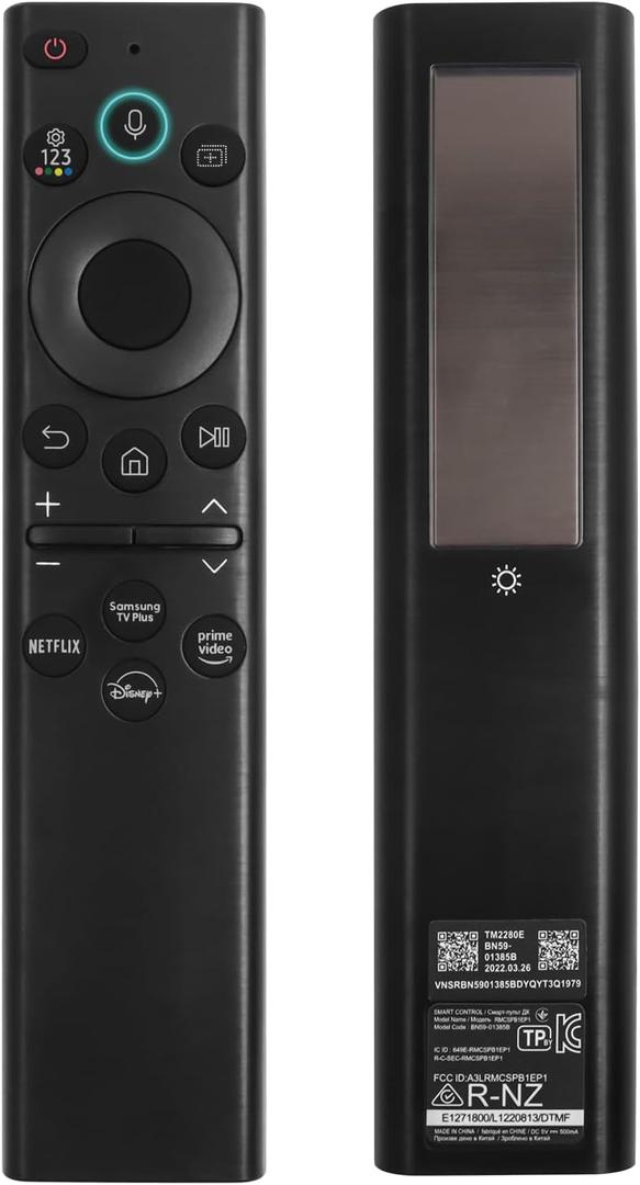BN59-01385A Solar Voice Remote Replacement for Samsung Frame TV Remote with Bluetooth Rechargeable Solar Cell, Compatible with Samsung TVs 2021-2023 Frame Serif Crystal UHD Neo QLED OLED TVs