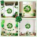 2 x Wooden St. Patrick's Day Decoration Shamrock Door Wreath for Front Door Sign Wall Signs Clover Spring Decoration, Irish Sign Welcome Hanging for Home Decor Party Outdoor Indoor Supply (Green)