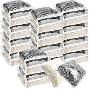 30Pcs Clear Vinyl Zippered Storage Bags - Blanket & Sweater Organizer, 10.5 x 10.5 x 2.5 Inch