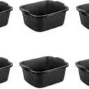 Sterilite 18 Qt Dishpan, Bin Ideal for Soaking and Cleaning Dirty Dishes in the Kitchen Sink, Black, 6-Pack