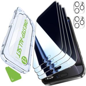 iGluz 4+2 Pack for iPhone 16 Pro Max Privacy Screen Protector with Camera Lens Protector[Easy Install & Bubble Free] 9H+ Tempered Glass iphone 16 Pro Max[True 25% Anti Spy] for Apple 6.9"(2024)