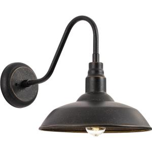 Gooseneck Outdoor Light Fixture, 10" Dome Exterior Farmhouse Lights for Barn, Bronze Porch Lighting, Gooseneck Wall Sconce for Patio Garage House