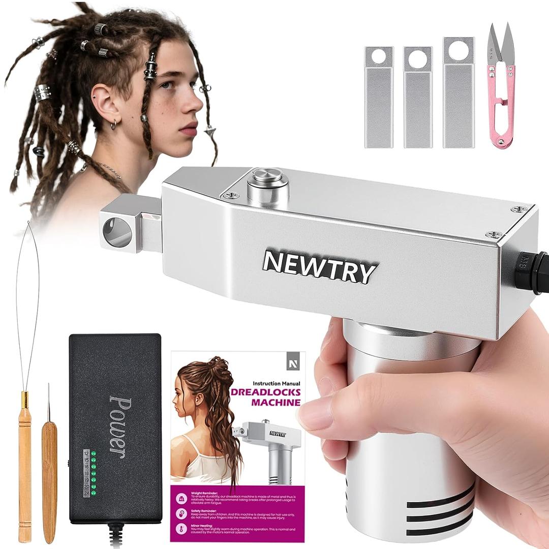NEWTRY Dreadlocks Machine for Dreadlocks Extensions Creation, Fast & Easy DIY Portable Dreadlocks Maker, Automatic Loc Machine with Multiple Tools