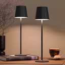 uuffoo 2 Pack Rechargeable Table Lamp Cordless Battery Operated Table Lamps with 3 Colors Stepless Dimming, Desk Lamp for Restaurant, Patio, Bedroom, Bar (Black)