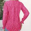 CiCiBird Womens Casual V Neck Blouses Button Down Shirts Long Sleeve Floral Print Business Work Tops (Pink, M)