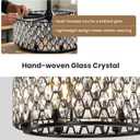RUIYEY Crystal Ceiling Fans with Lights: 20 inch Black Caged Fandelier Ceiling Fans with Remote, Reversible 7 Blades 6 Speeds E12 6 Light Modern Flush Mount Ceiling Light Fixtures for Bedroom Kitchen